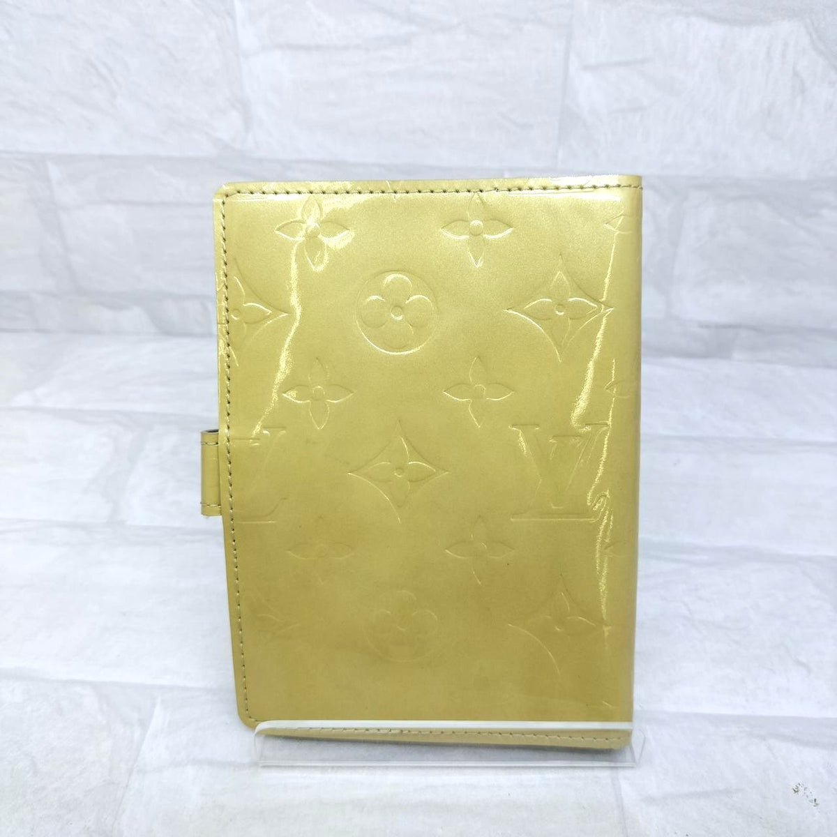 Louis Vuitton Vernis Agenda Cover Notebook Holder Yellow Patent Leather Gold