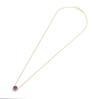 Excellent Tiffany & Co Yellow Gold 18K Amethyst  0.65ct Pendant Necklace L 41cm