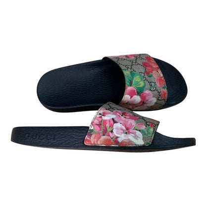 Gucci Authentic Floral Print Black Multicolor Sandals 23 cm 9.1" EU36 US 5.5 6
