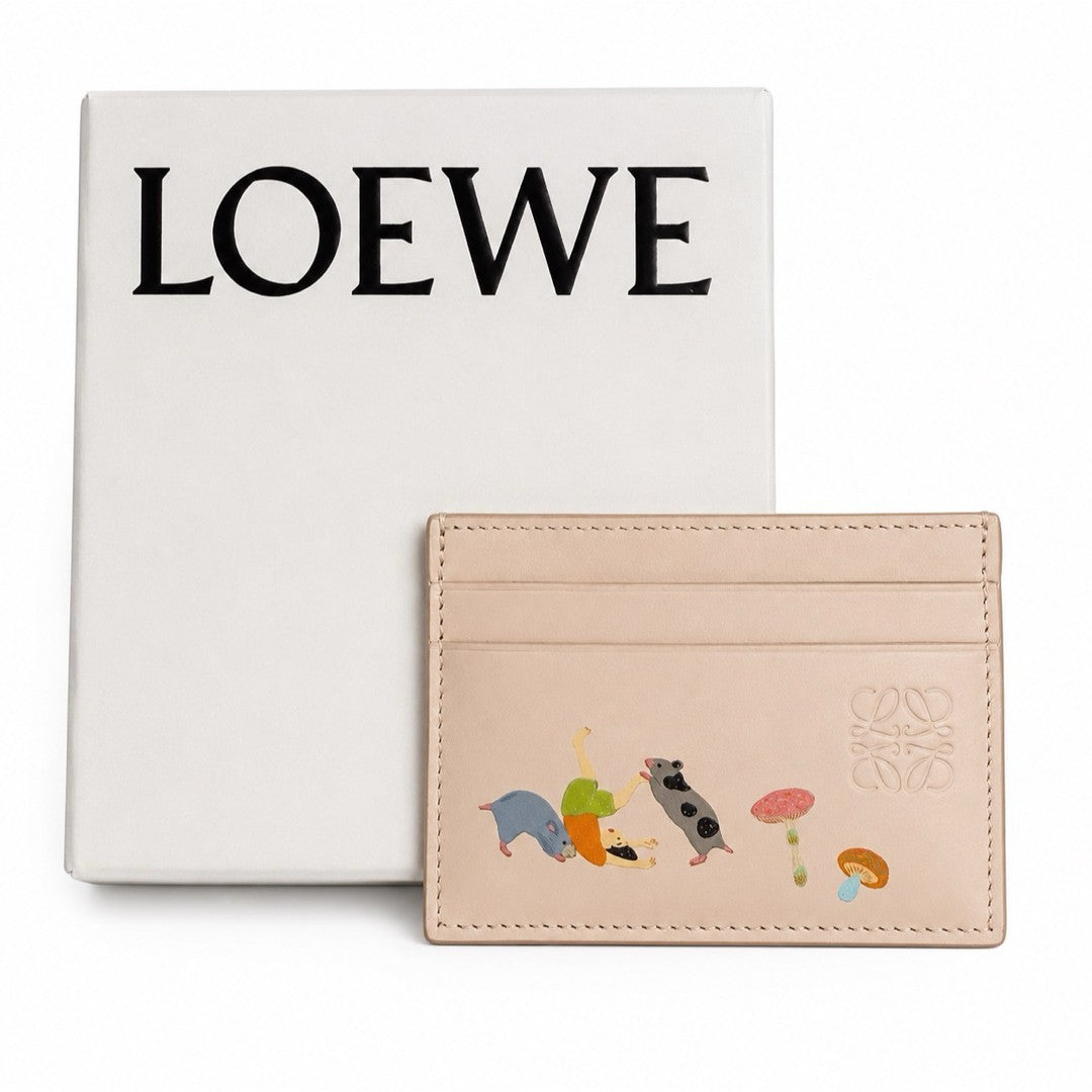 Loewe Suna Fujita Hamster Beige Napa Calfskin Card Case Holder Unused