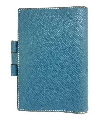 HERMES Agenda Cover Notebook Case Blue Epsom Leather Made in France PM Vintage