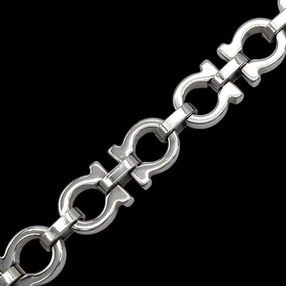 Salvatore Ferragamo Silver Tone Metal Gancini Chain Bracelet L 18.5cm 7.3in
