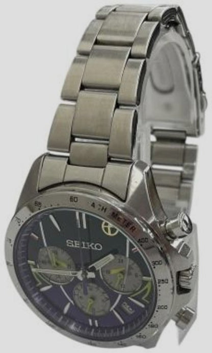 SEIKO 500 TYPE EVA Evangelion Unit-01 Chronograph Watch 8T63-01P0 Silver Japan