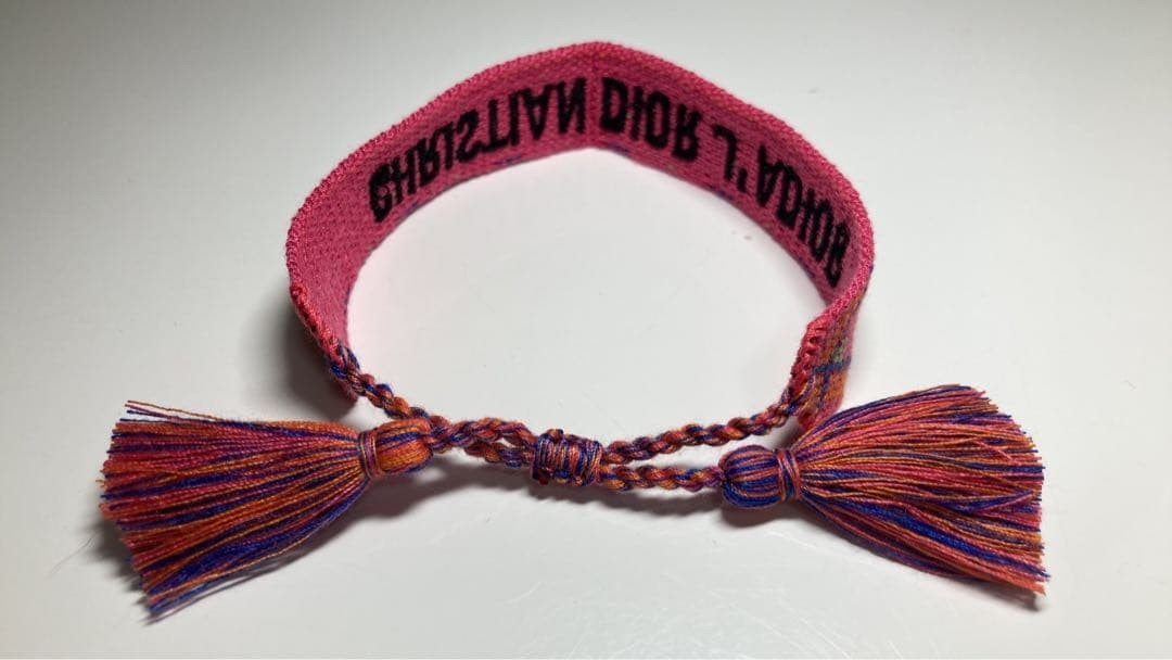 Christian Dior Woven Cotton J'ADIOR Friendship Bracelet Oblique Argyle Near Mint