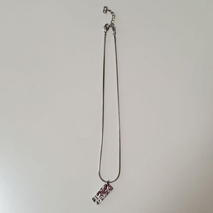 Christian Dior Trotter Silver Tone Bordeaux White Snake Chain Necklace Excellent