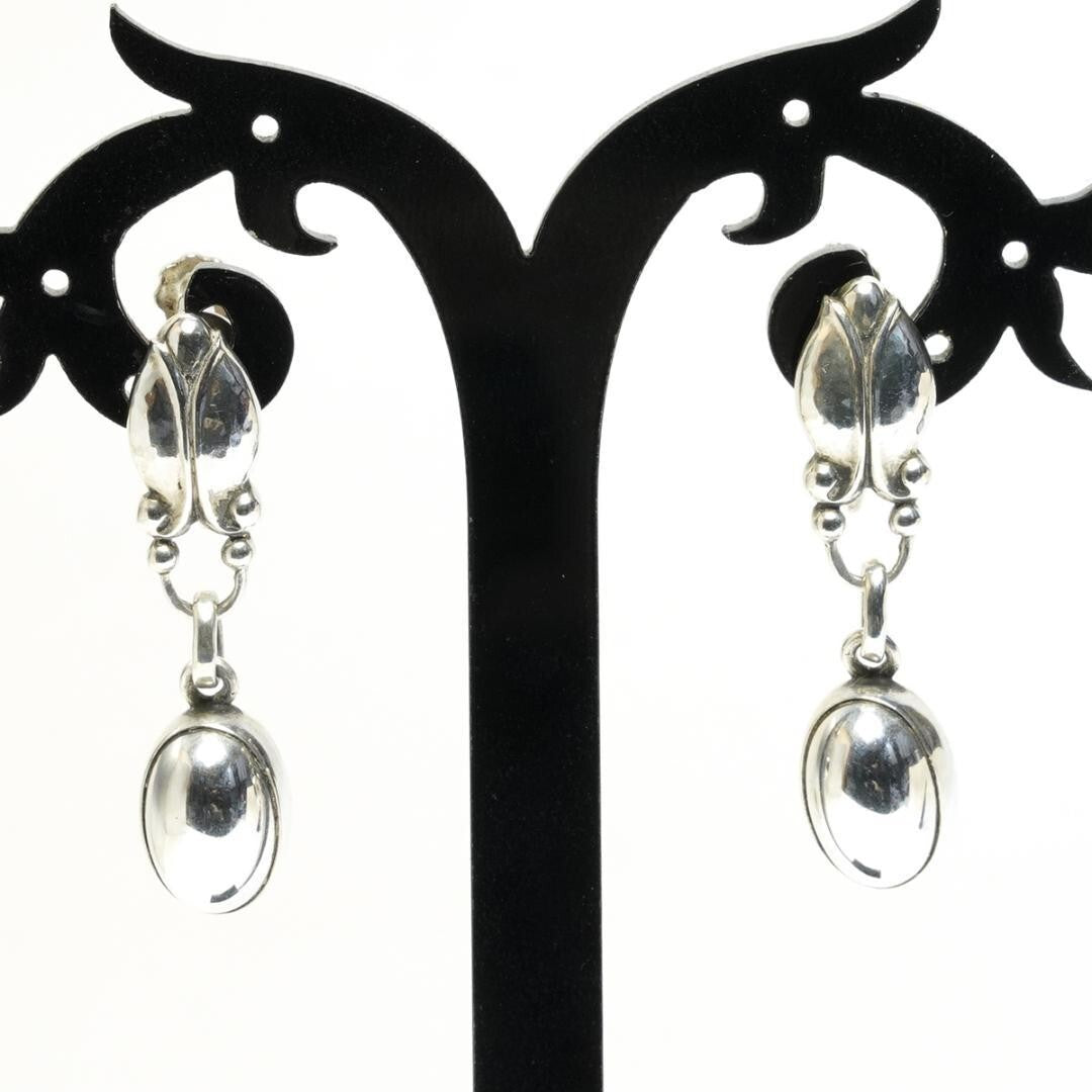 Georg Jensen # 17 earrings Sterling Silver 925S Denmark L 1.4” W 0.27"