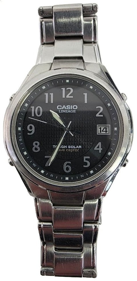 CASIO LINEAGE LIW-120 Tough Solar Radio Wave Mens Watch Black Dial Steel Strap