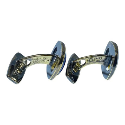 GEORG JENSEN Royal Copenhagen Cufflinks Silver 925 Navy Blue Gold Crest Denmark