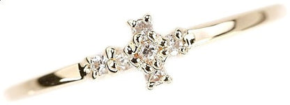 Agete Diamond Cross Ring K10 Yellow Gold Pinky Ring Slim Used US3.5 EU45 Japan