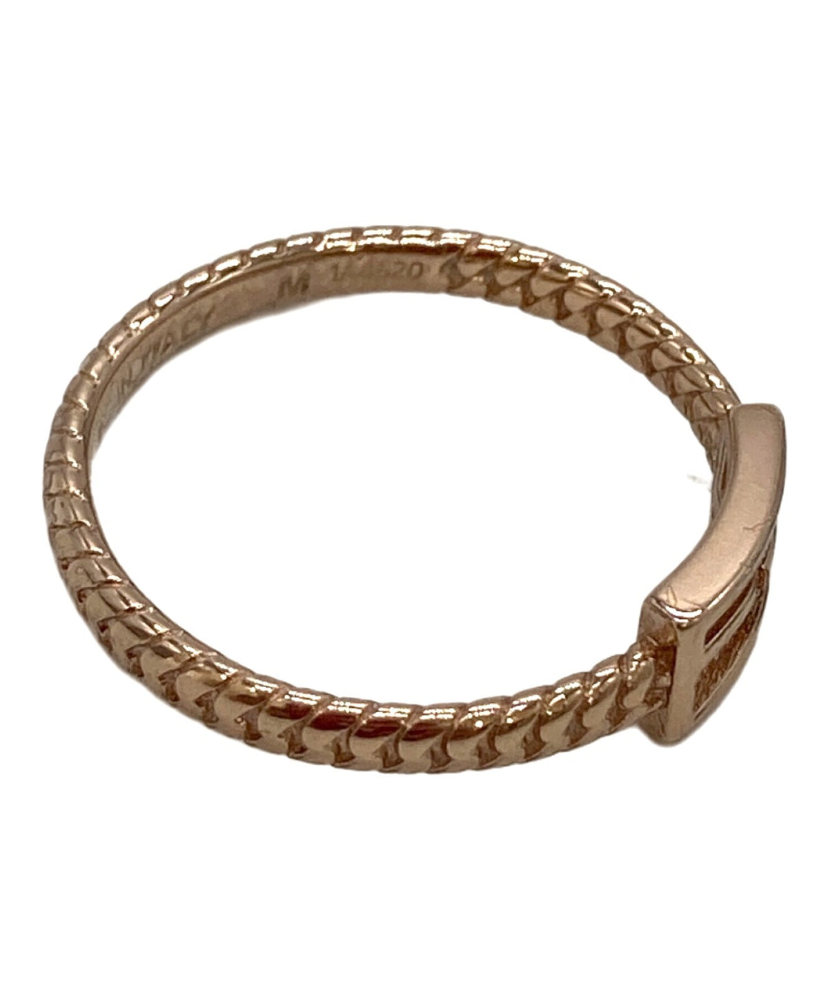 FENDI Zucchino Baguette Ring FF Logo Pink Gold US6.5 EU53 Model 1A4620 Italy HW