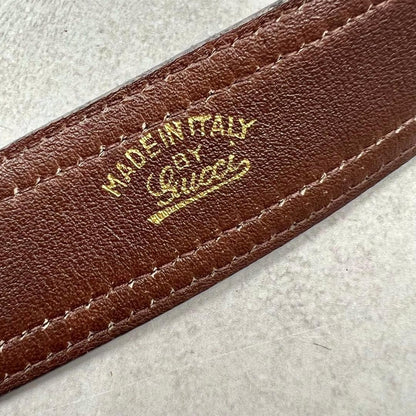 Gucci Interlocking G Gold Tone Buckle GG Canvas Leather Belt Size 75 30 L 89cm