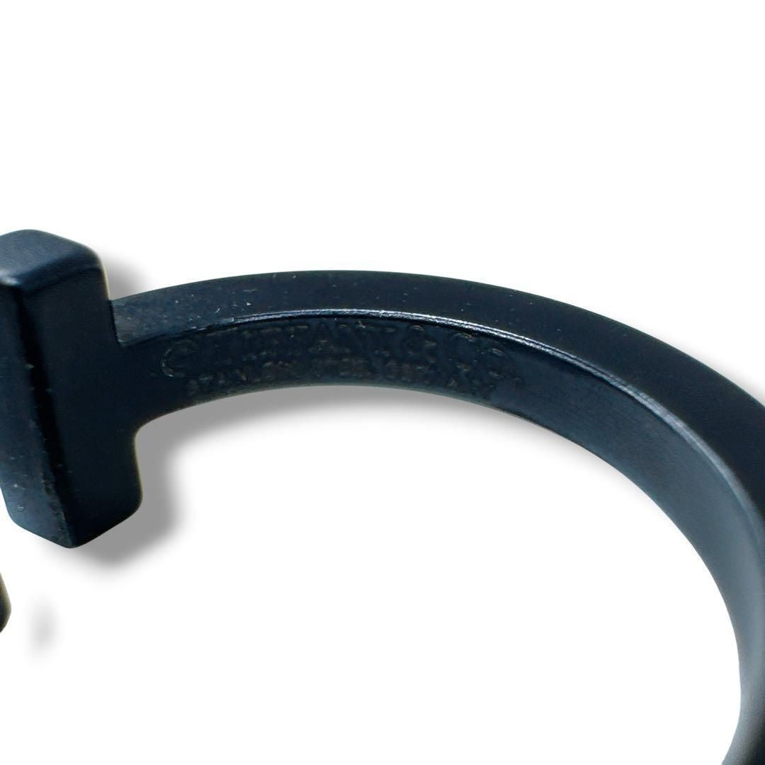Tiffany & Co Black-coated Stainless Steel T Square Ring Size 49 US 4.75-5