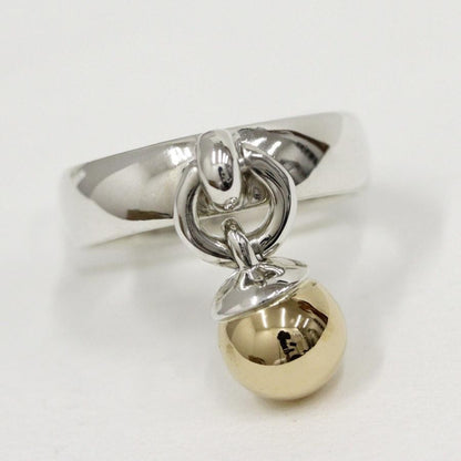 Excellent Tiffany & Co Sterling Silver 925 Yellow Gold 18K Dangle Ball Ring 5.5