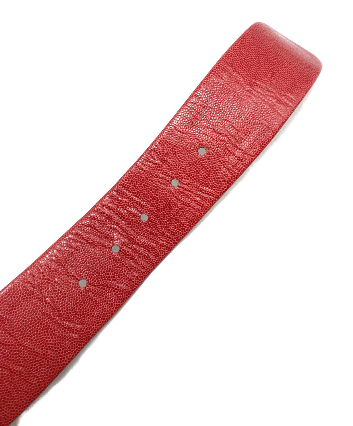 LOEWE Embossed Leather Belt Red Gold Buckle Wide Waist Spain Vintage