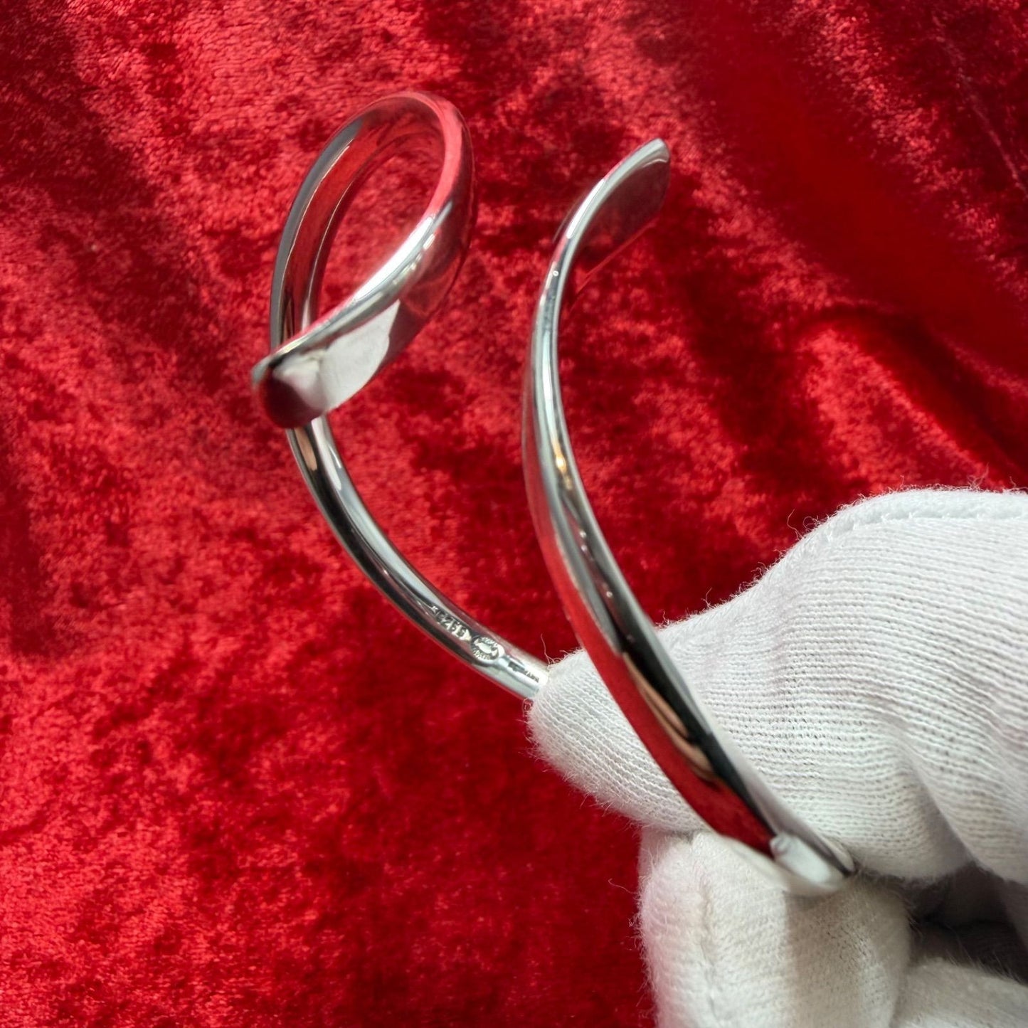 Excellent Georg Jensen Sterling Silver 925 Twist Cuff Bangle Bracelet L19cm 7.5"