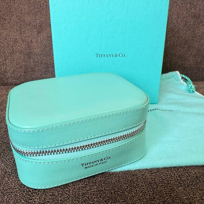 Tiffany & Co. Leather Mini Box Travel Accessory Storage Case Used Japan Rare
