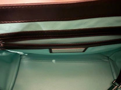 TIFFANY & CO Color Block 2 Way Chain Shoulder Hand Bag Black Gray Leather