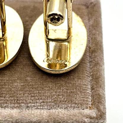 Cartier Cufflinks Double C Logo 2C Gold Tone Oval Black Enamel Men Accessory VTG