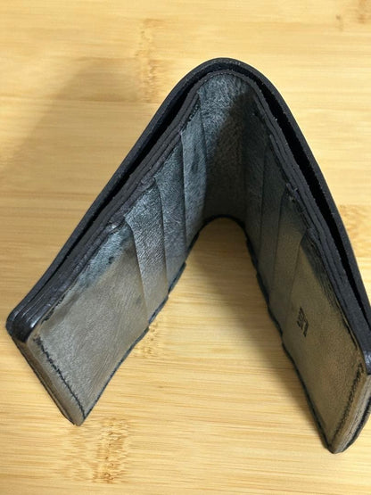 HERZ Alaska Leather Bifold Wallet Black Waxed Handmade Japan Limited Used