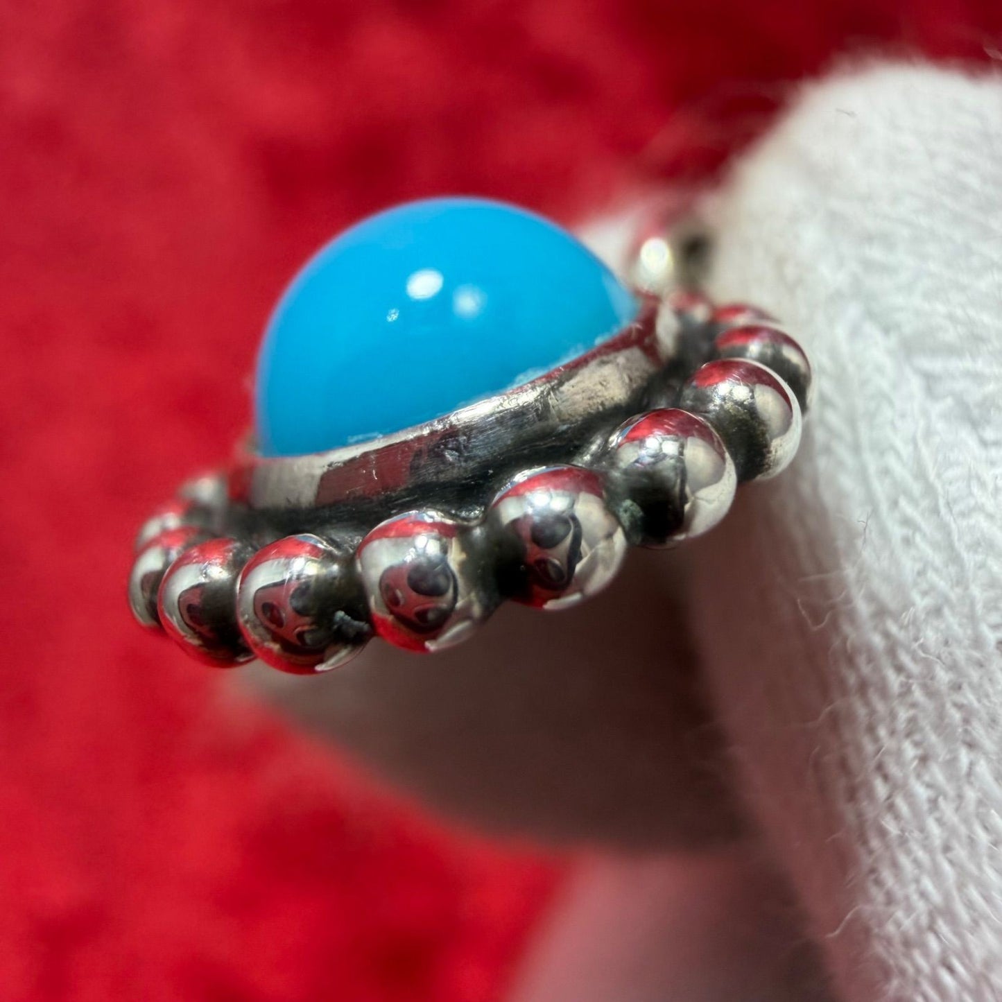 Georg Jensen # 9A Sterling Silver 925 Turquoise Necklace Pendant L 44.5cm 17.5in