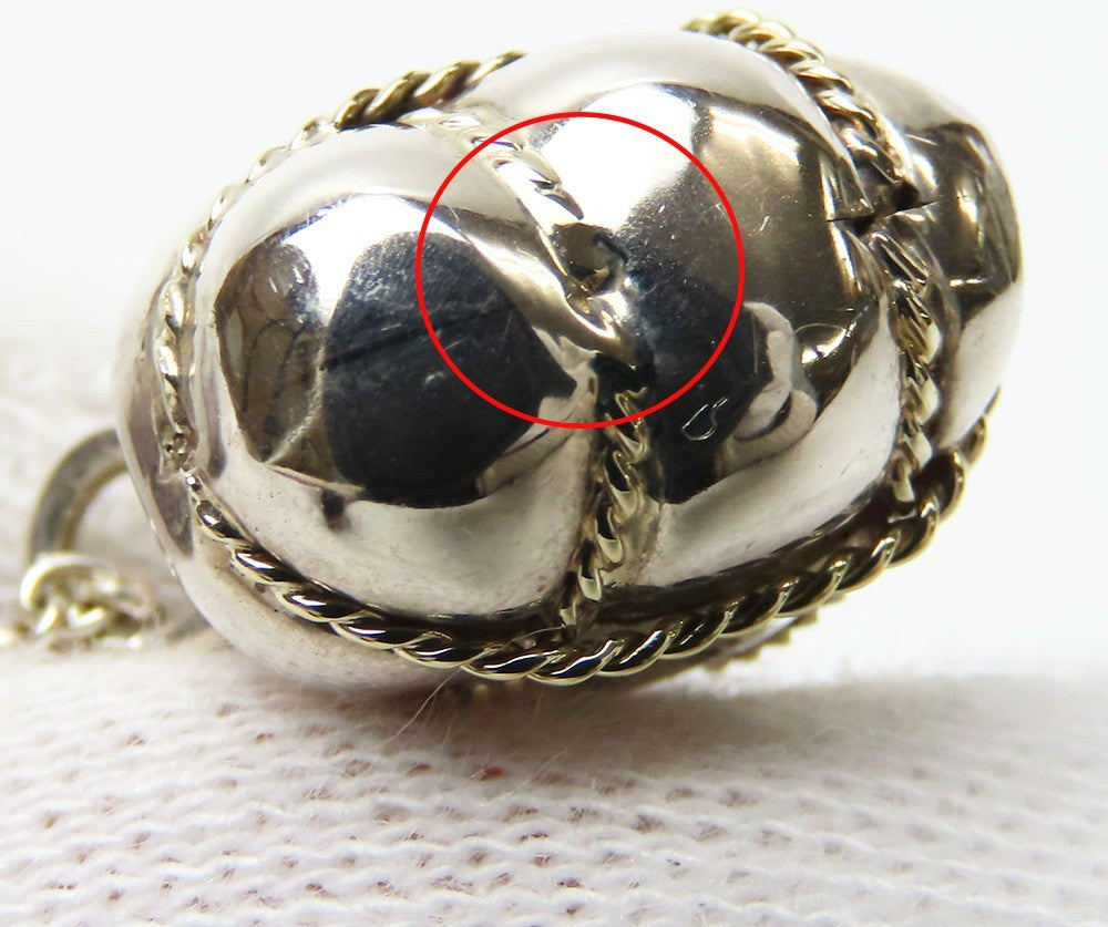 Tiffany & Co Sterling Silver 18K Gold Quilted Heart Pendant Top19.8mm Authentic