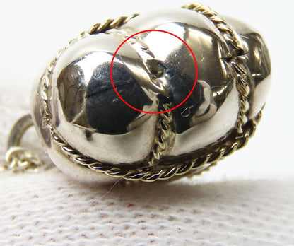 Tiffany & Co Sterling Silver 18K Gold Quilted Heart Pendant Top19.8mm Authentic