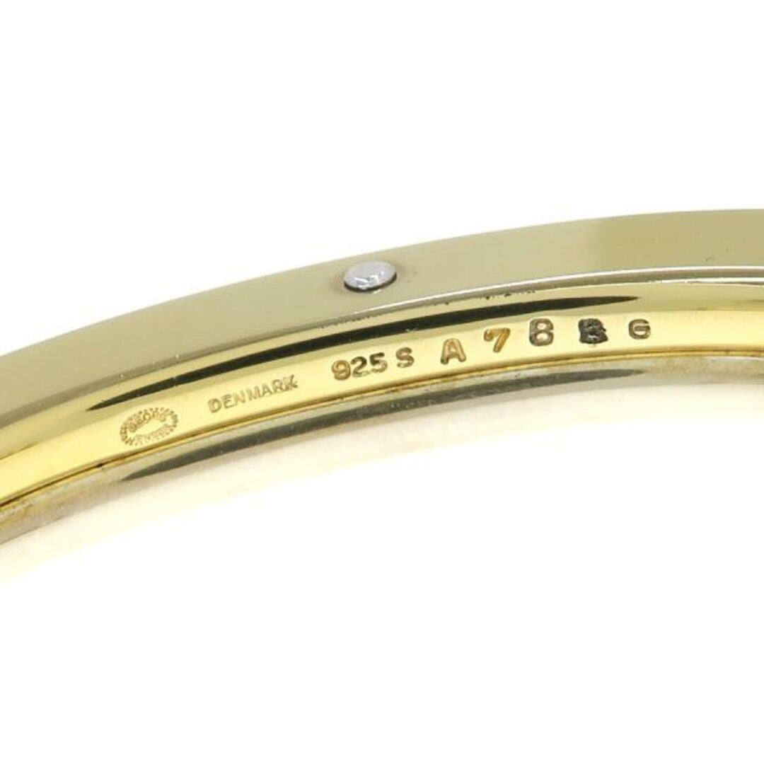 Georg Jensen # A78 Sterling Silver 925 Gold Plated Bracelet Bangle Rare 17cm
