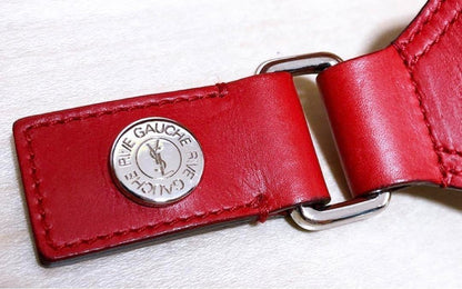 Yves Saint Laurent Rive Gauche Red Leather Bracelet Bangle Used Japan