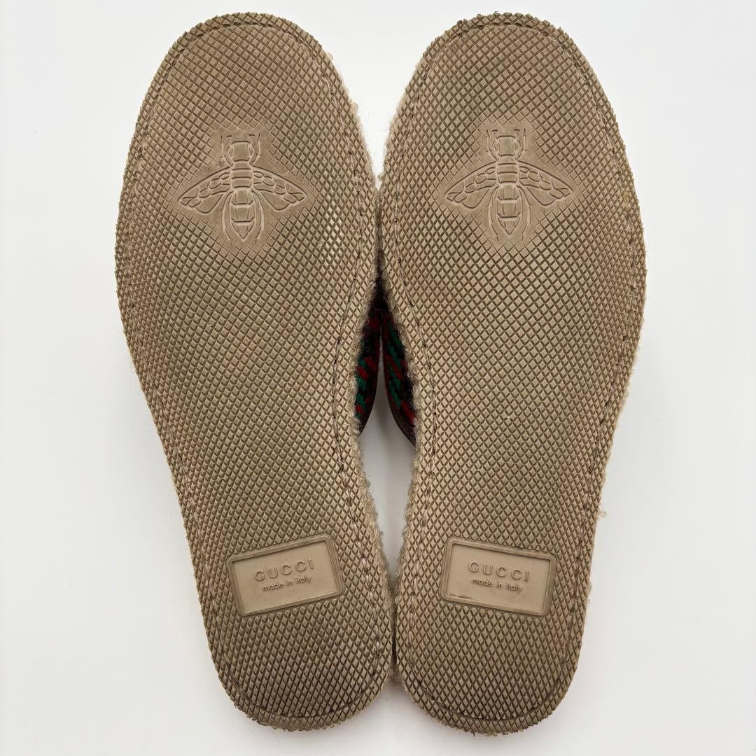Gucci Horsebit Boa Slippers Slip-On Sandals Houndstooth Tweed Size 36 US 6 Women