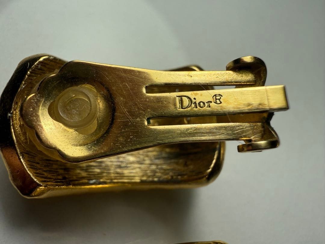 Vintage Christian Dior Trotter Clip On Gold Tone Earrings iconic monogram design
