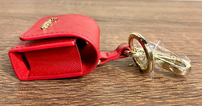 Pomellato Red Leather Keychain AirPods Case Holder