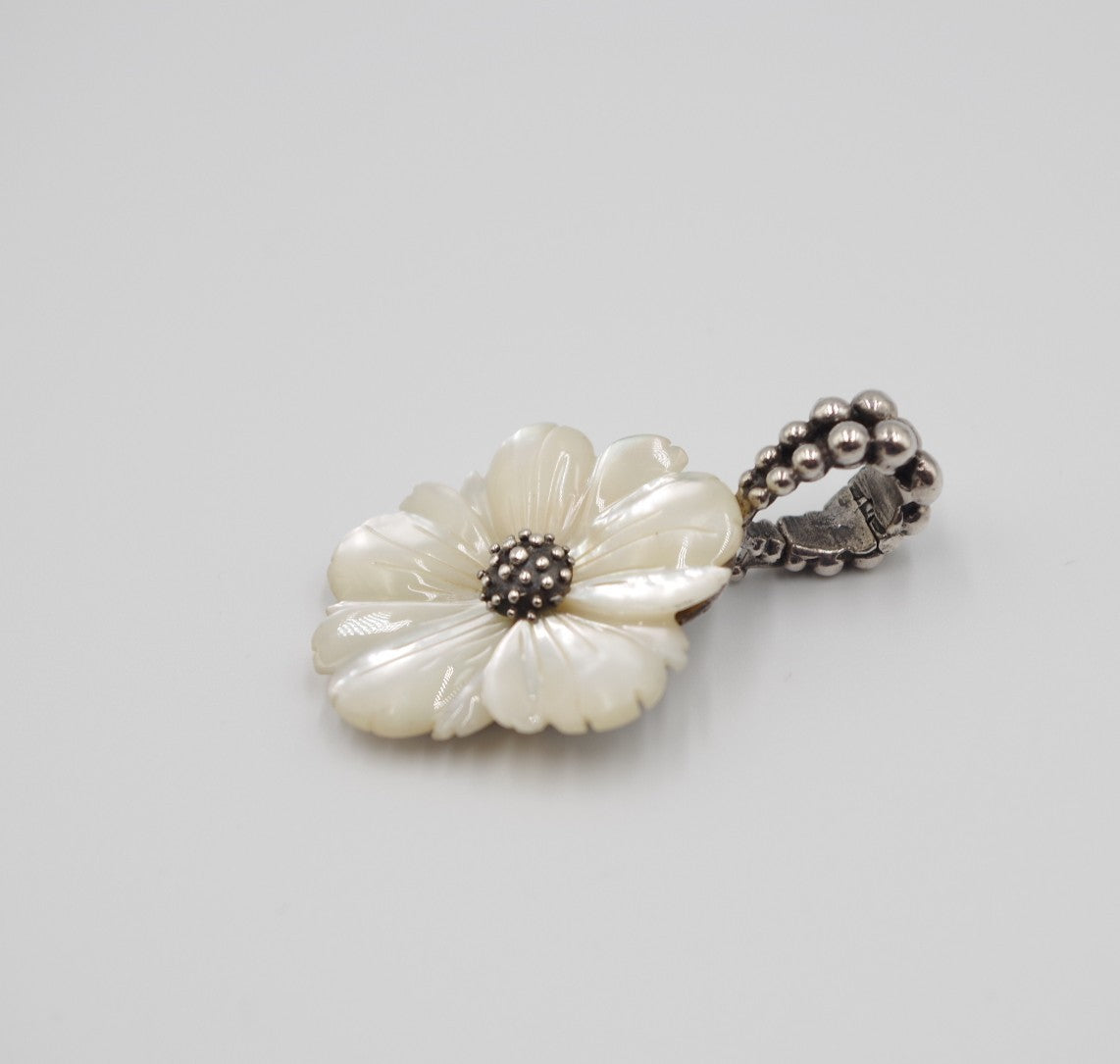 Stephen Dweck Mother of Pearl Sterling Silver 925 Flower Pendant Top Charm