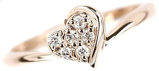 STAR JEWELRY Diamond Heart Ring K10 10K Pink Gold Pinky Ring Used US 3.5 EU 45