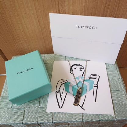 TIFFANY & Co Paloma Picasso Stainless Steel Black Titanium Caliper Necklace W/B