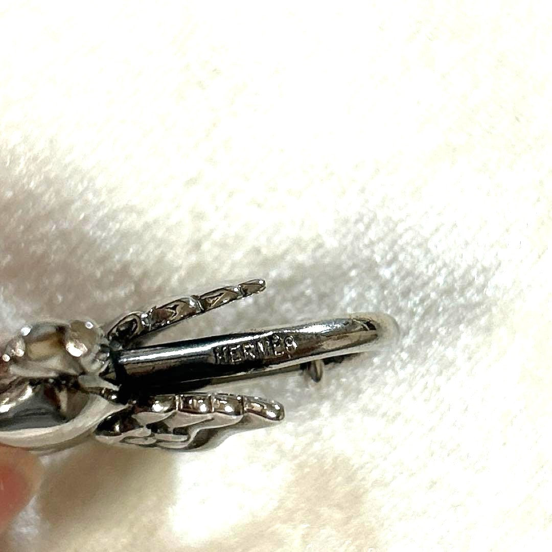 Hermes Cadena Pegasus Padlock Charm Silver Tone Metal 1993 Limited 1.4in Auth