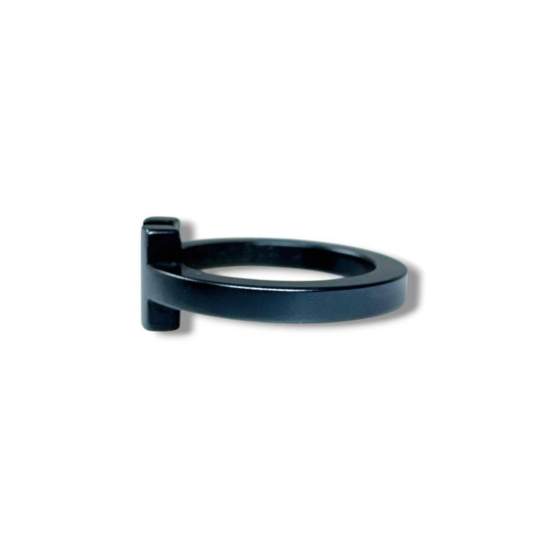 Tiffany & Co Black-coated Stainless Steel T Square Ring Size 49 US 4.75-5