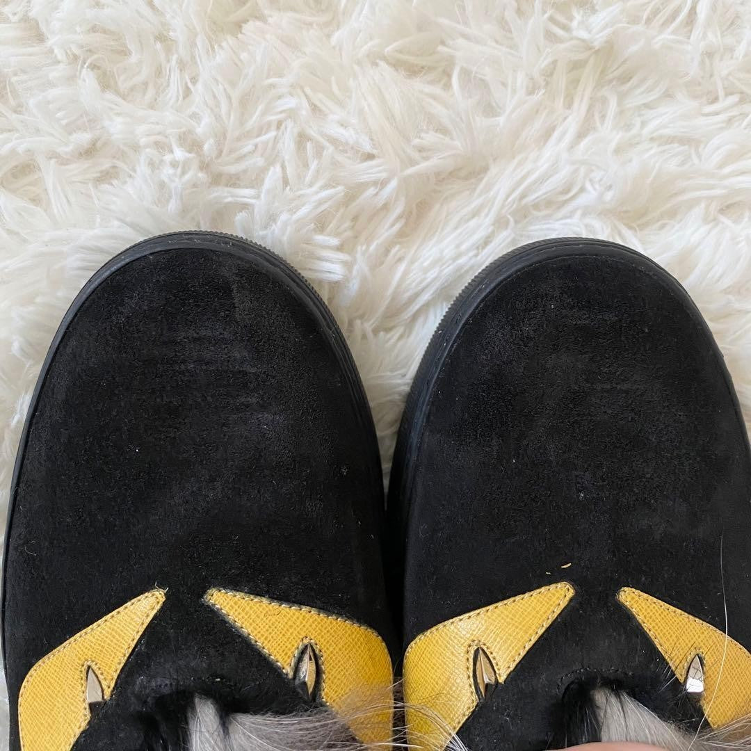 Fendi Monster Bug Eyes Black Yellow Eyes Sneakers Slip-On Size 6 Men Used