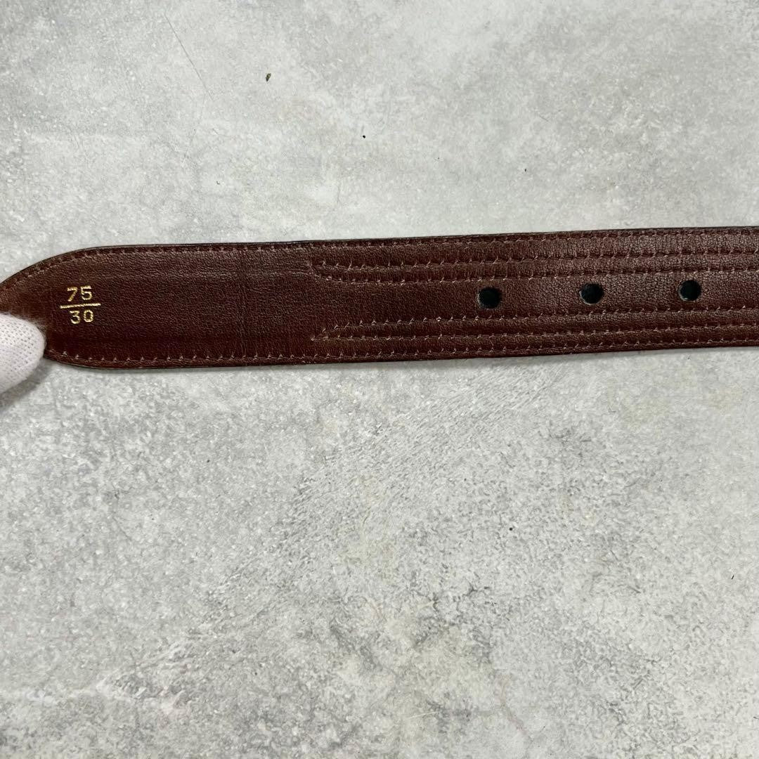 Gucci Interlocking G Gold Tone Buckle GG Canvas Leather Belt Size 75 30 L 89cm