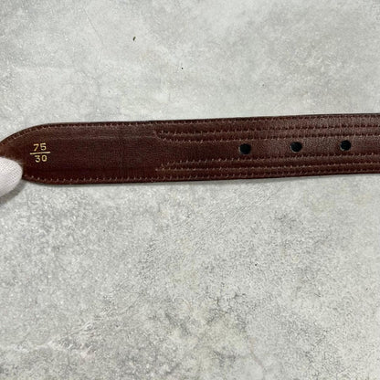 Gucci Interlocking G Gold Tone Buckle GG Canvas Leather Belt Size 75 30 L 89cm
