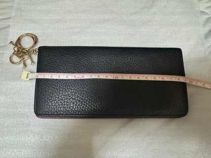Christian Dior Diorissimo Bifold Long Wallet Black Leather Gold Hardware Rare