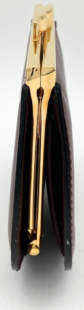 Cartier Must Line Coin Purse Gamaguchi Bordeaux Leather Gold HW 3.9x3.5in.