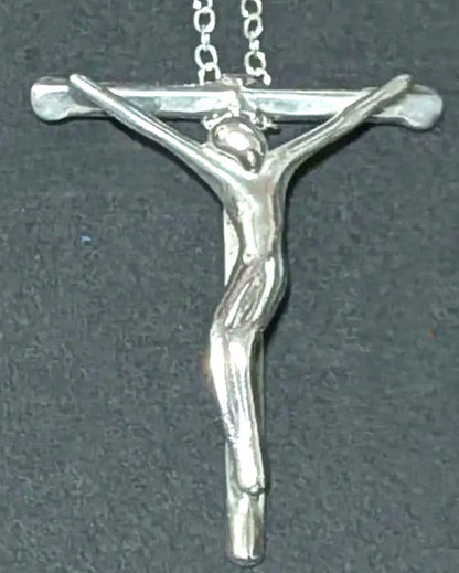 Tiffany & Co Crucifix Cross Jesus Pendant Top Silver 925 Chain 1.1x0.8" Auth