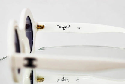 Chanel Auth Sunglasses Round Tortoise Frame White Black Plastic Womens Rare
