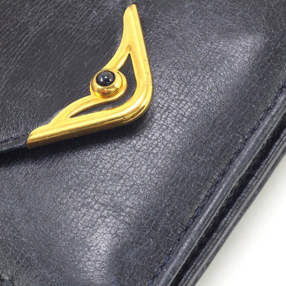 Cartier Sapphire Line Coin Case Purse Wallet Navy Leather Gold HW Authentic Used