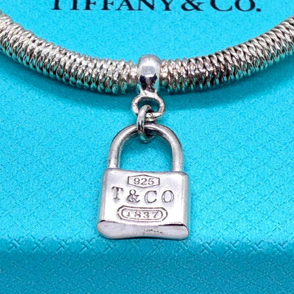 Tiffany Co Somerset Mesh Bangle Bracelet Padlock Sterling Silver 925 Used No Box