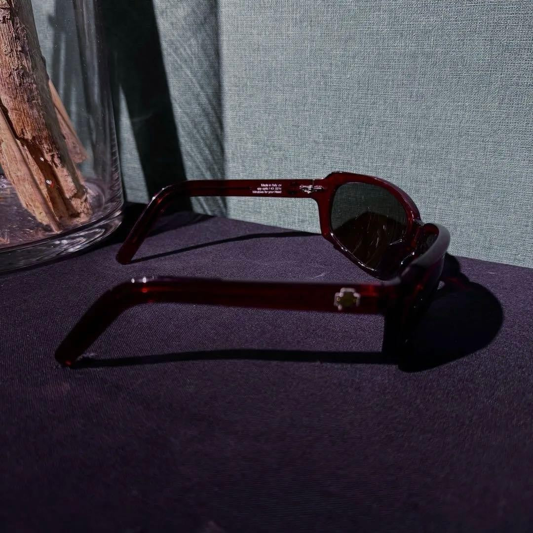 SPY Optic Vintage 90s Red Oval Sport Sunglasses Made in Italy Y2K Cyber Used