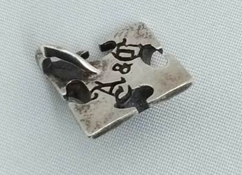 A&G Silver 925 Pendant Top Cross Gothic Garnet Red Cabochon Stone Used 2cm 0.7"