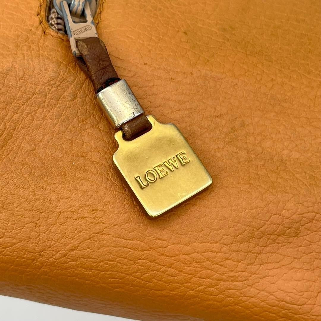 Loewe Anagram Vanity Pouch Handbag Brown Leather Cosmetic Case