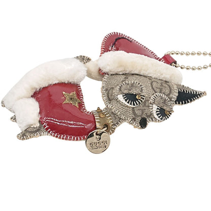 Gucci Authentic Guccissima Christmas Version Chihuahua Charm Key Ring Used Santa
