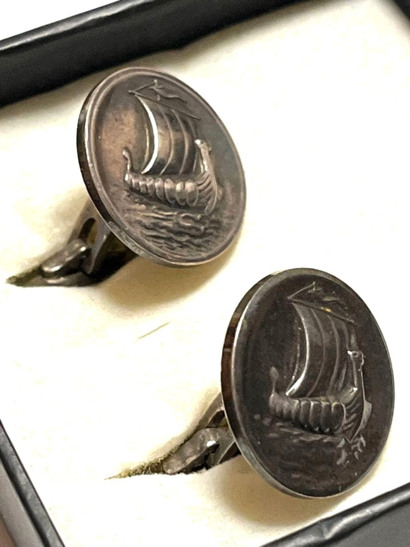 Georg Jensen Cufflinks No.50 Viking Ship Sterling Silver 925 Men's Denmark